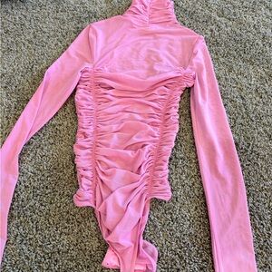 Free People Pink Gathered Bodysuit